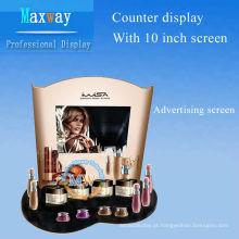 cremalheira de exposição dos cosméticos com a tela de propaganda de 10 polegadas